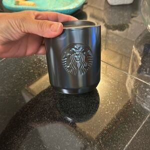 Starbucks ceramic tumbler. Metallic dark grey color